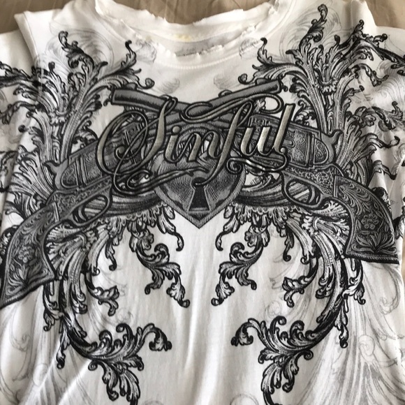 Sinful Short Sleeve White T-Shirt - Picture 2 of 8